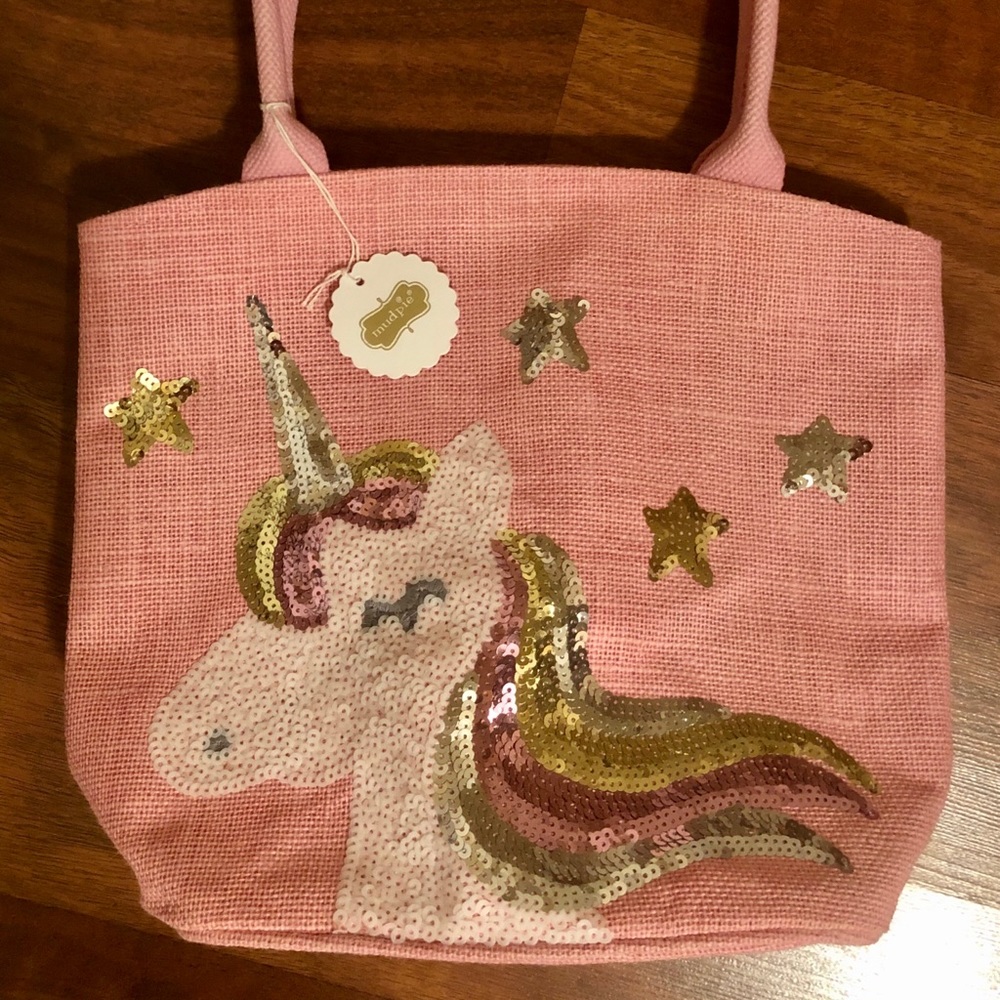 Pink Unicorn Tote with sequins by MudPie